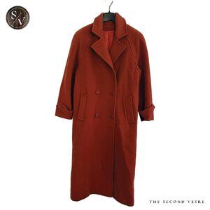 VINTAGE 1980s Paul Levy Autumn Rust Medium 100% Pure Wool Long Coat Made In USA
